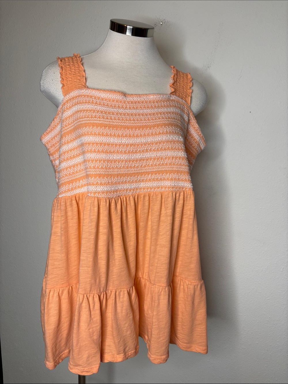 torrid Peach Striped Knit Tank with Tiered bottom